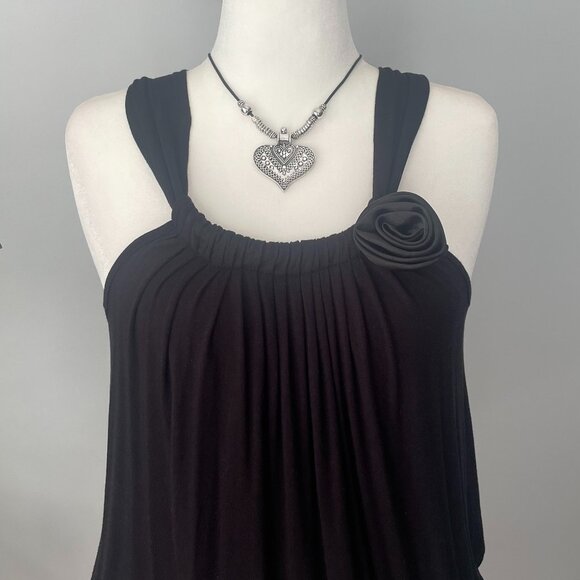 Pronto USA Women's Size M Black Pullover Blouson Top Shoulder Straps Soft Jersey - Picture 2 of 6